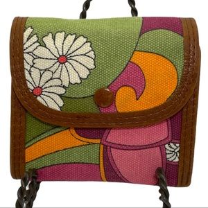 LUCKY BRAND | Canvas & Leather Psychedelic Trifold Wallet | EUC
